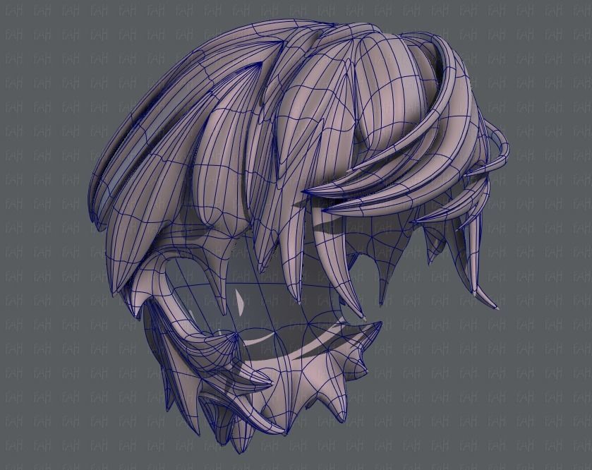 3D Hair style for boy V37 Low-poly 3D model_42