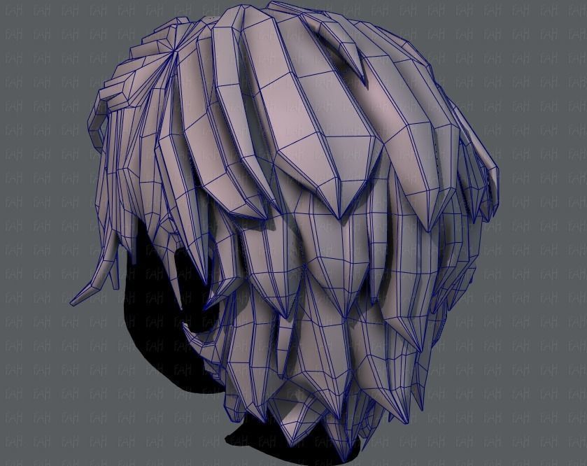 3D Hair style for boy V37 Low-poly 3D model_30
