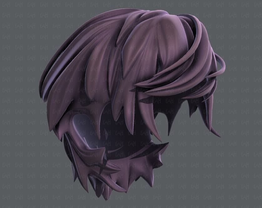 3D Hair style for boy V37 Low-poly 3D model_41