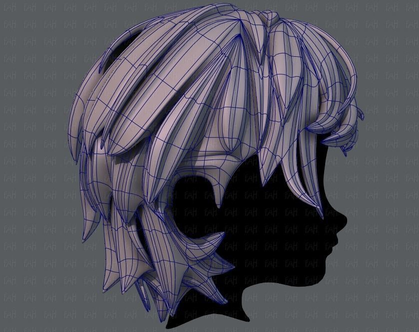 3D Hair style for boy V37 Low-poly 3D model_11