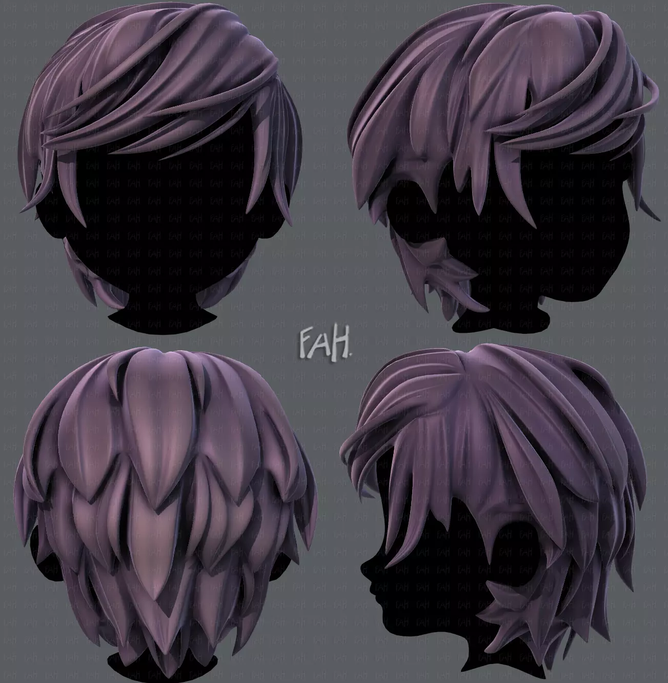3D Hair style for boy V37 Low-poly 3D model_0