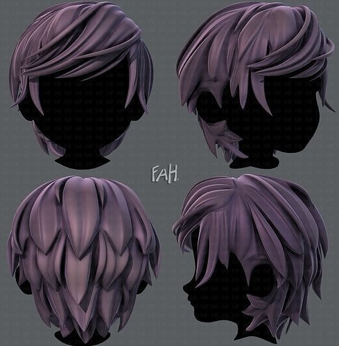 3D Hair style for boy V37 Low-poly 3D model