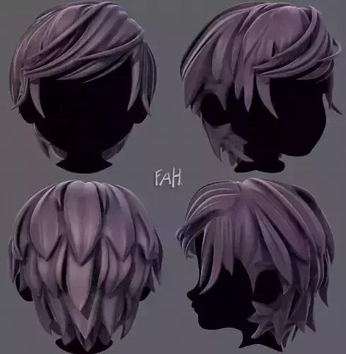 3D Hair style for boy V37 Low-poly 3D model
