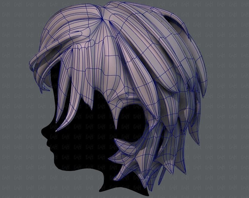 3D Hair style for boy V37 Low-poly 3D model_15