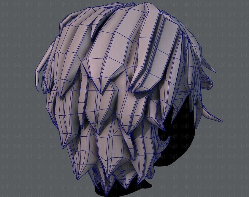 3D Hair style for boy V37 Low-poly 3D model_28