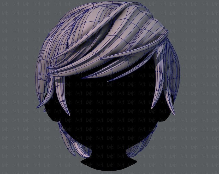 3D Hair style for boy V37 Low-poly 3D model_9