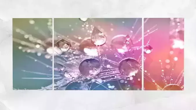 Triptych Wall Art Morning Dew Drops  Low-poly 3D model