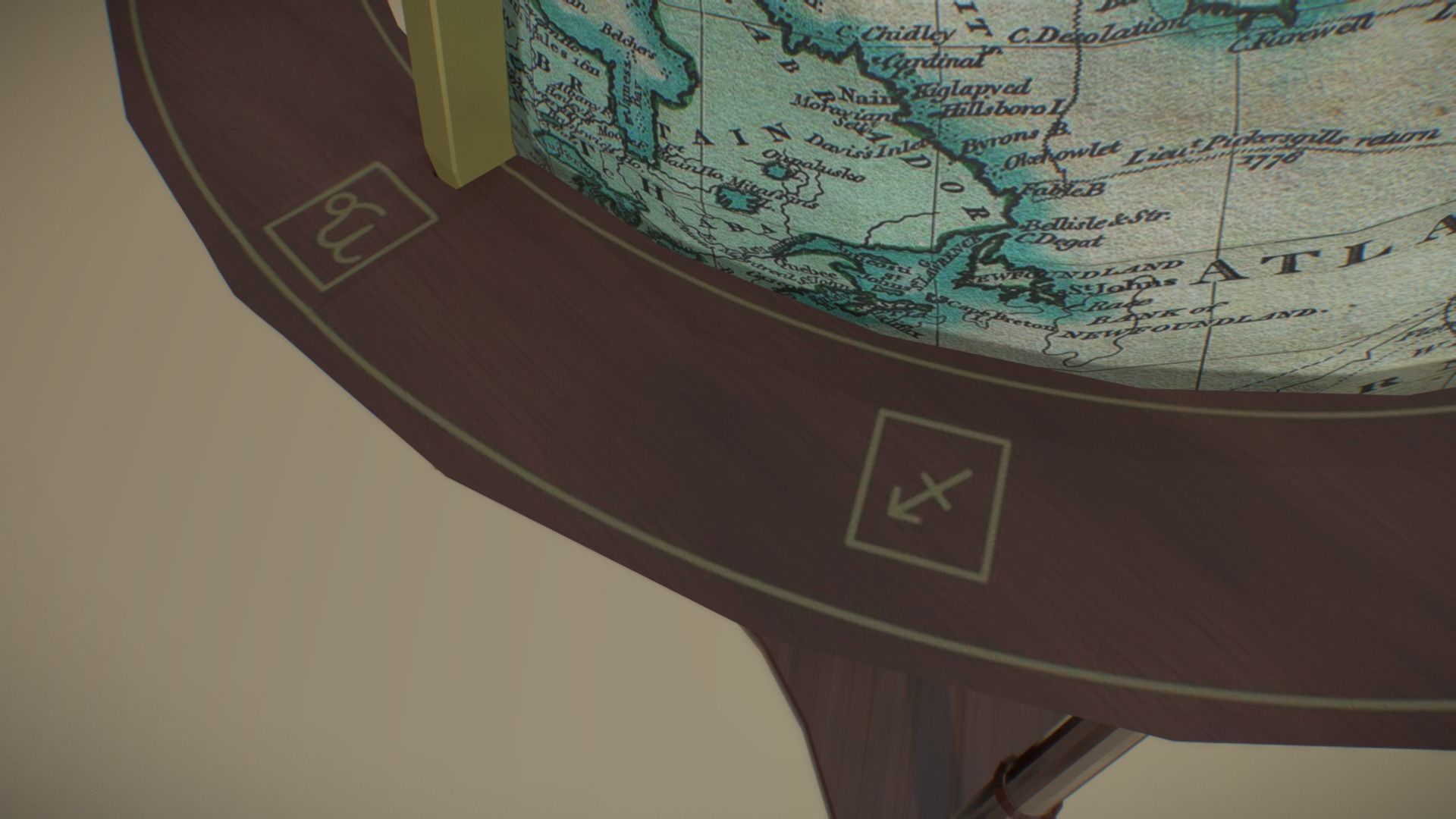 Low-Poly Antique Globe Low-poly 3D model_3