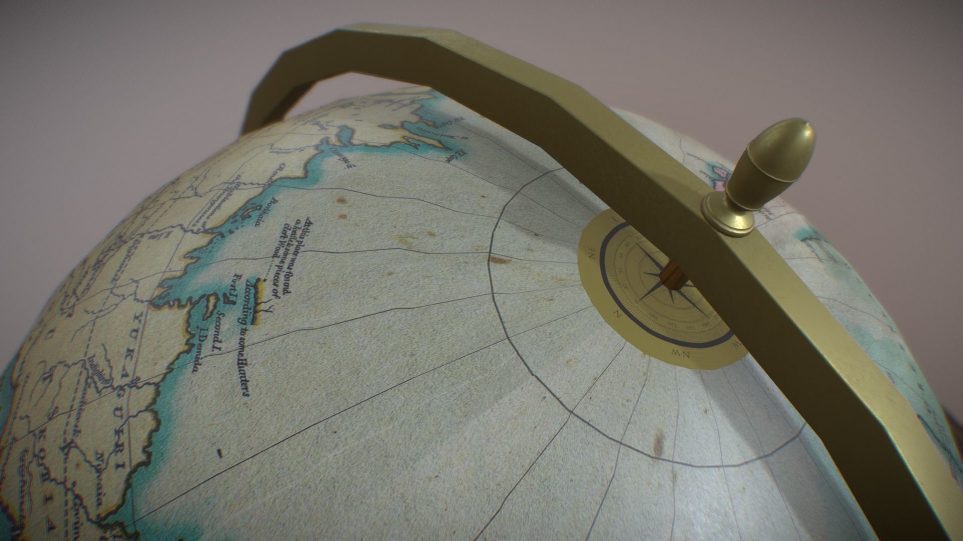 Low-Poly Antique Globe Low-poly 3D model_4