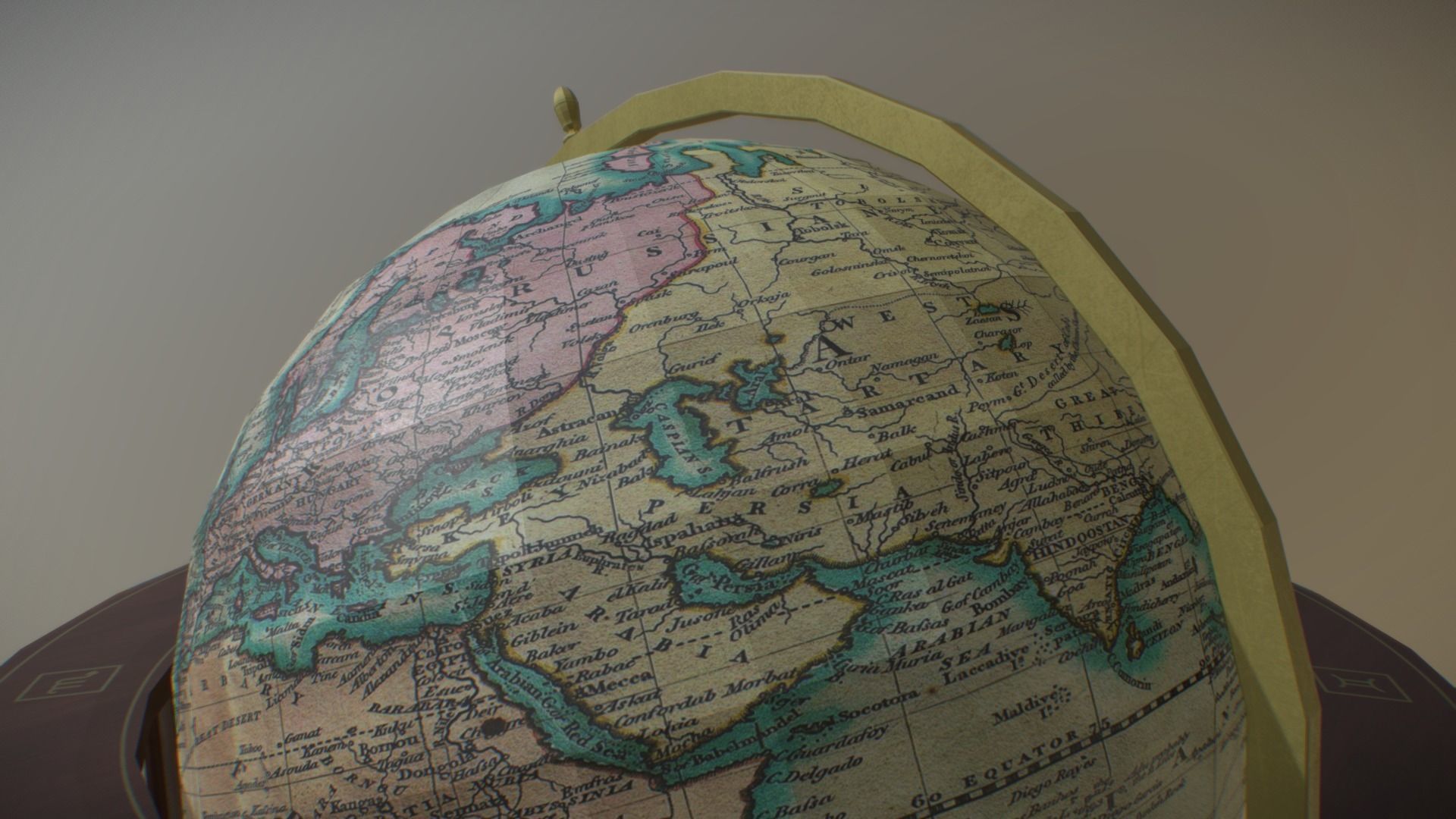 Low-Poly Antique Globe Low-poly 3D model_2