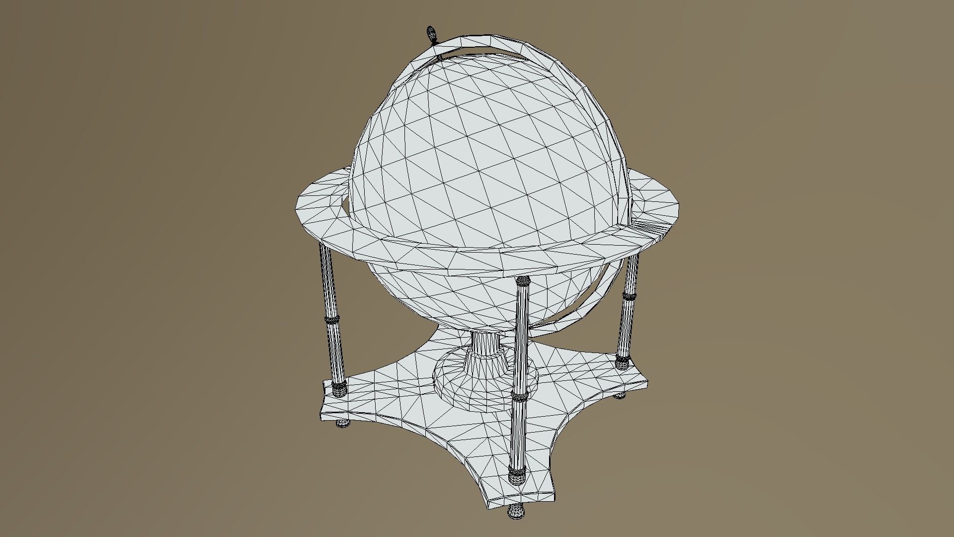 Low-Poly Antique Globe Low-poly 3D model_7