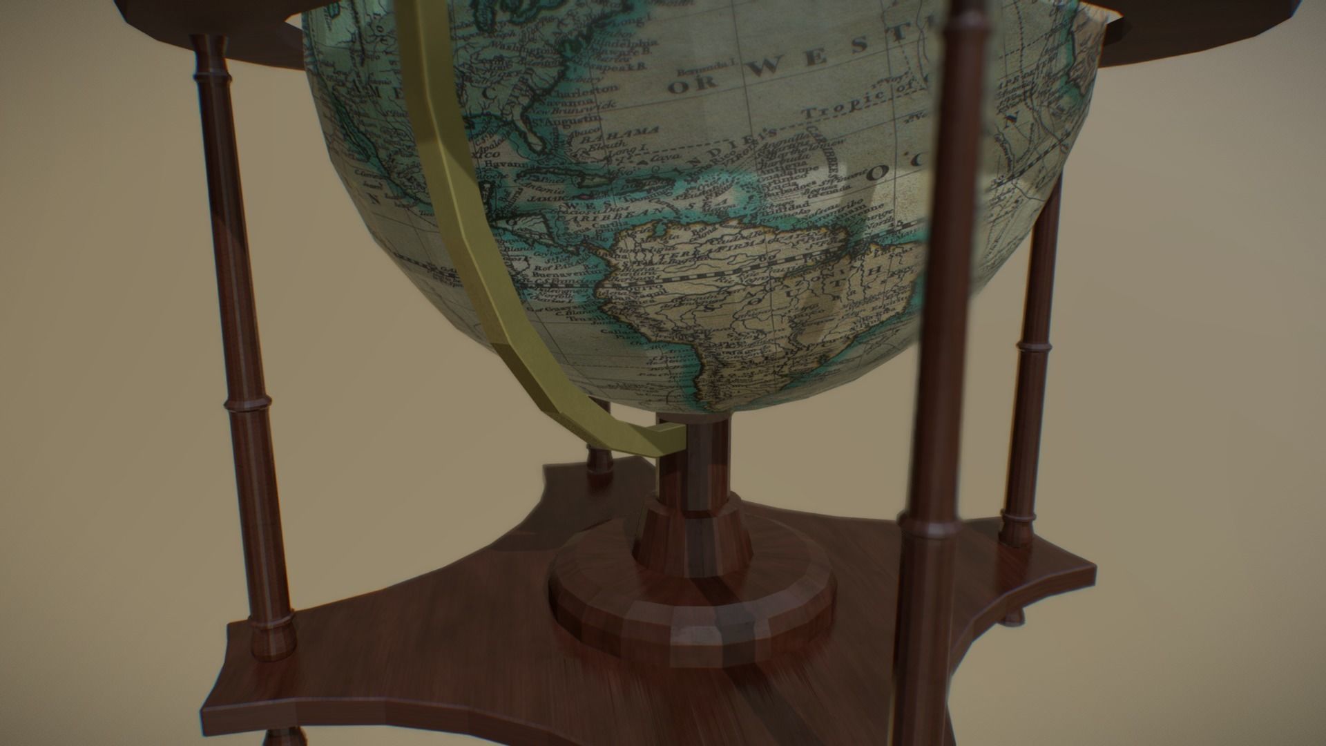 Low-Poly Antique Globe Low-poly 3D model_5