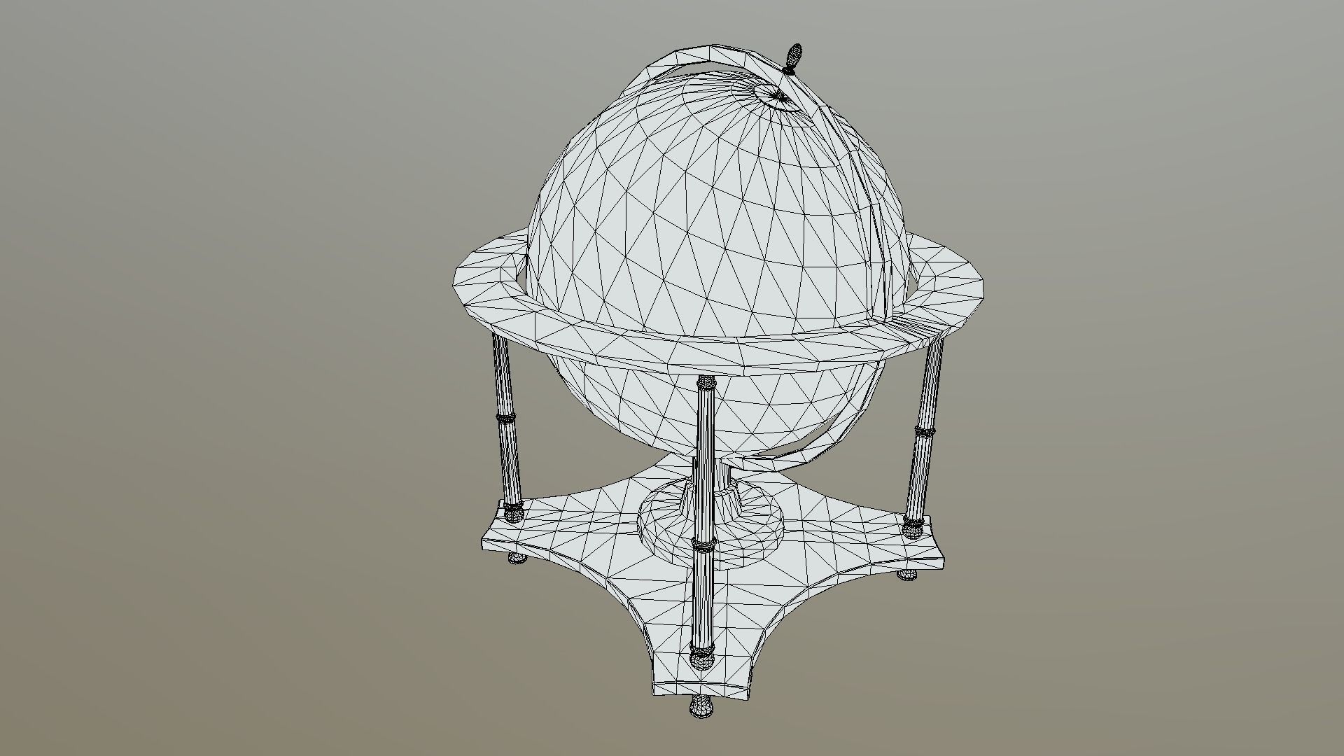Low-Poly Antique Globe Low-poly 3D model_6