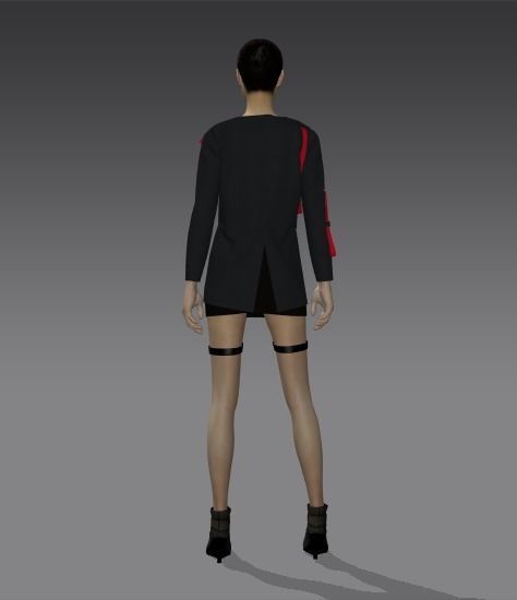 Grey and red jacket Low-poly 3D model_4