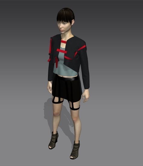 Grey and red jacket Low-poly 3D model_6