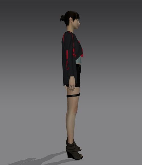 Grey and red jacket Low-poly 3D model_3