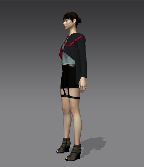 Grey and red jacket Low-poly 3D model_5