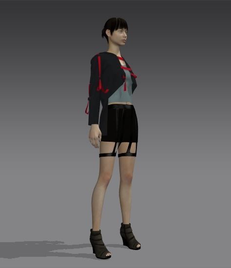 Grey and red jacket Low-poly 3D model_2