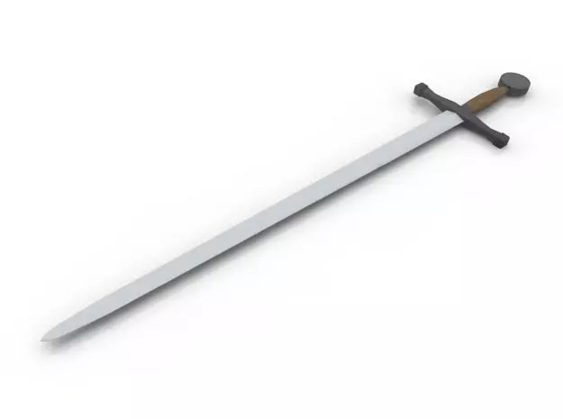 Knight Sword Low-poly 3D model_0