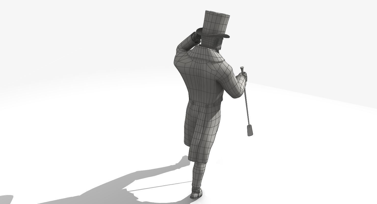 Regency Man 1811-1820 - Low poly - rigged - animated 3D model_32