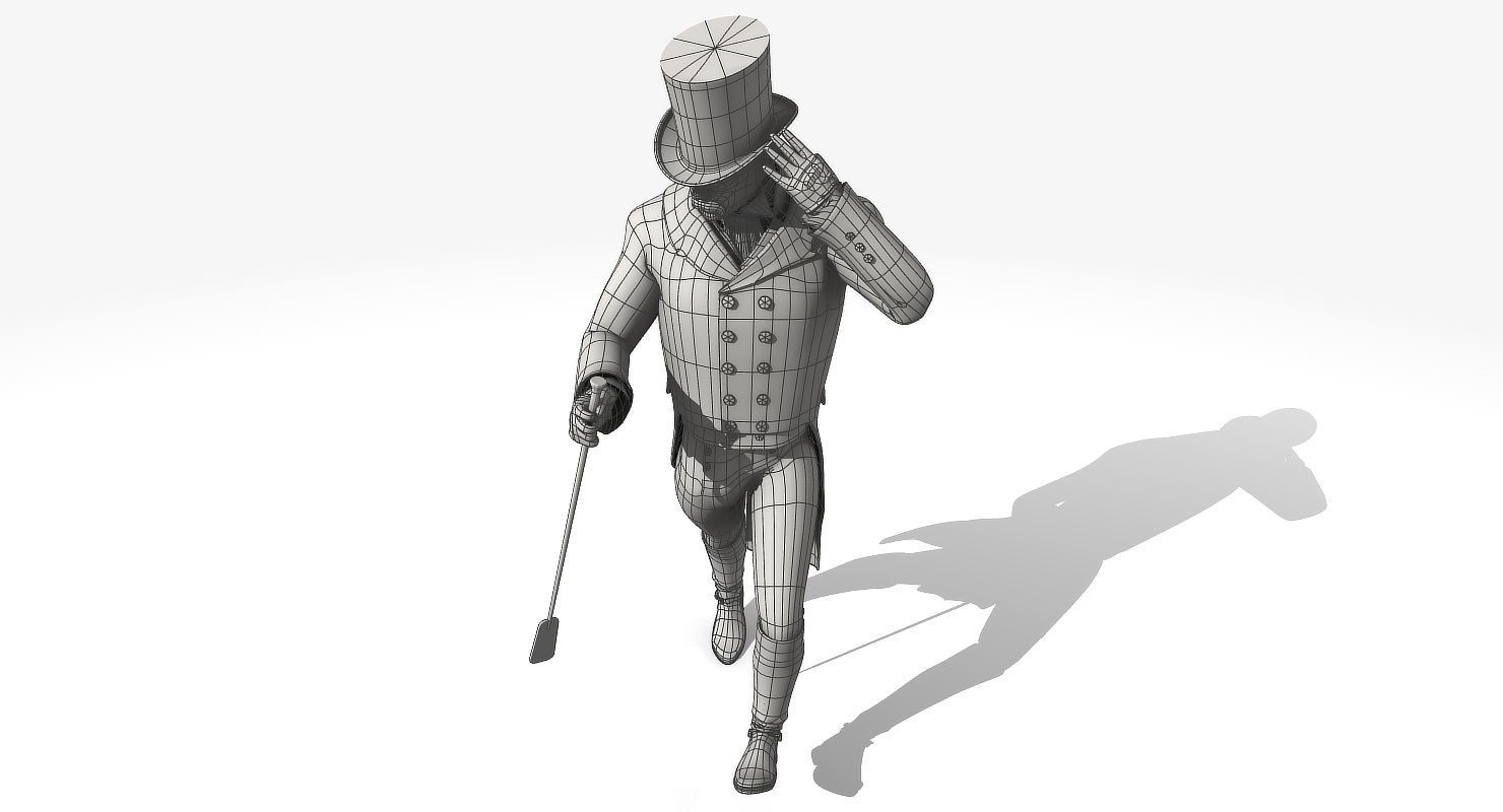 Regency Man 1811-1820 - Low poly - rigged - animated 3D model_17