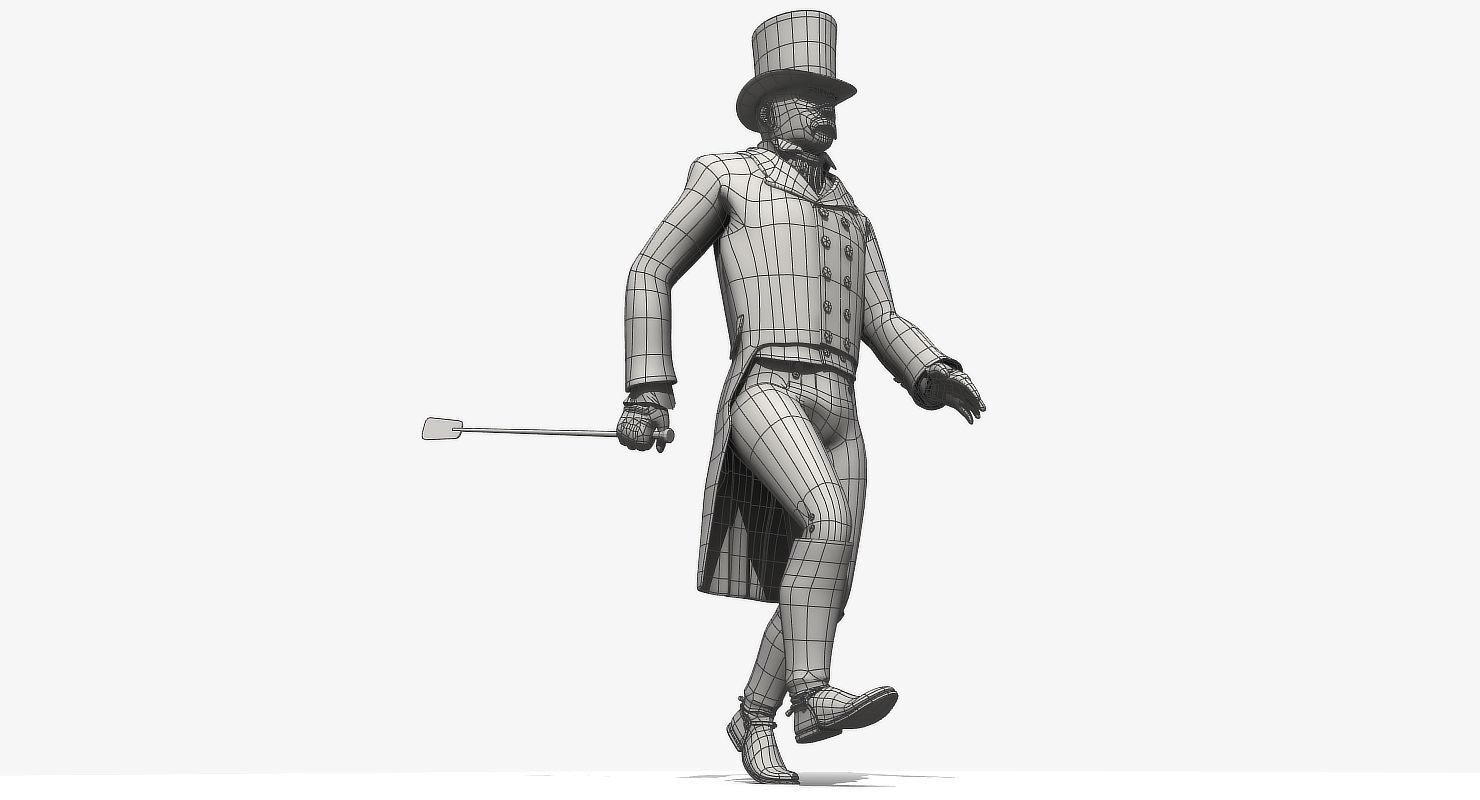Regency Man 1811-1820 - Low poly - rigged - animated 3D model_36