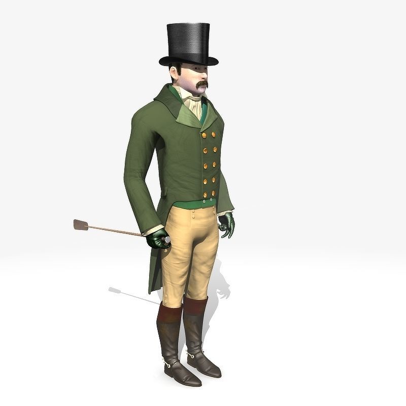 Regency Man 1811-1820 - Low poly - rigged - animated 3D model_6
