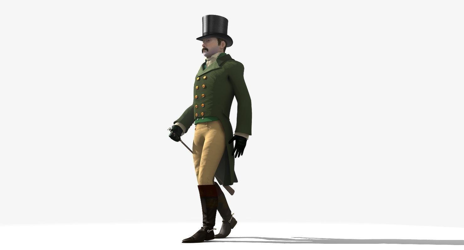 Regency Man 1811-1820 - Low poly - rigged - animated 3D model_25