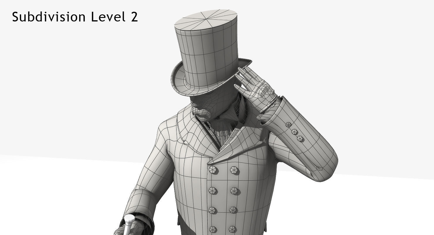 Regency Man 1811-1820 - Low poly - rigged - animated 3D model_12