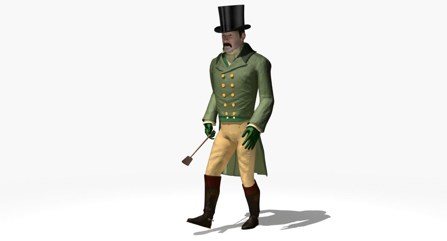 Regency Man 1811-1820 - Low poly - rigged - animated 3D model_57