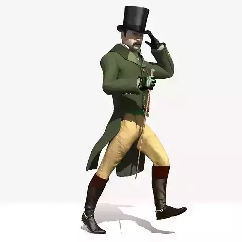 Regency Man 1811-1820 - Low poly - rigged - animated 3D model