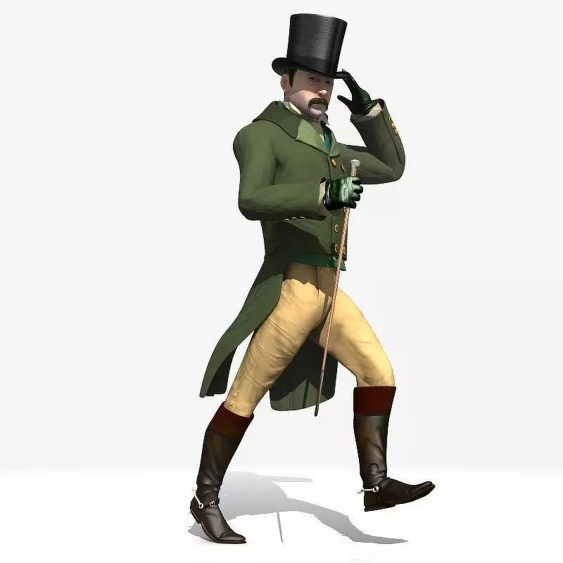 Regency Man 1811-1820 - Low poly - rigged - animated 3D model_0