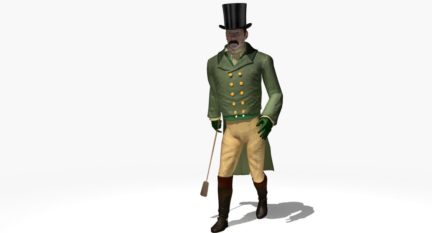Regency Man 1811-1820 - Low poly - rigged - animated 3D model_50