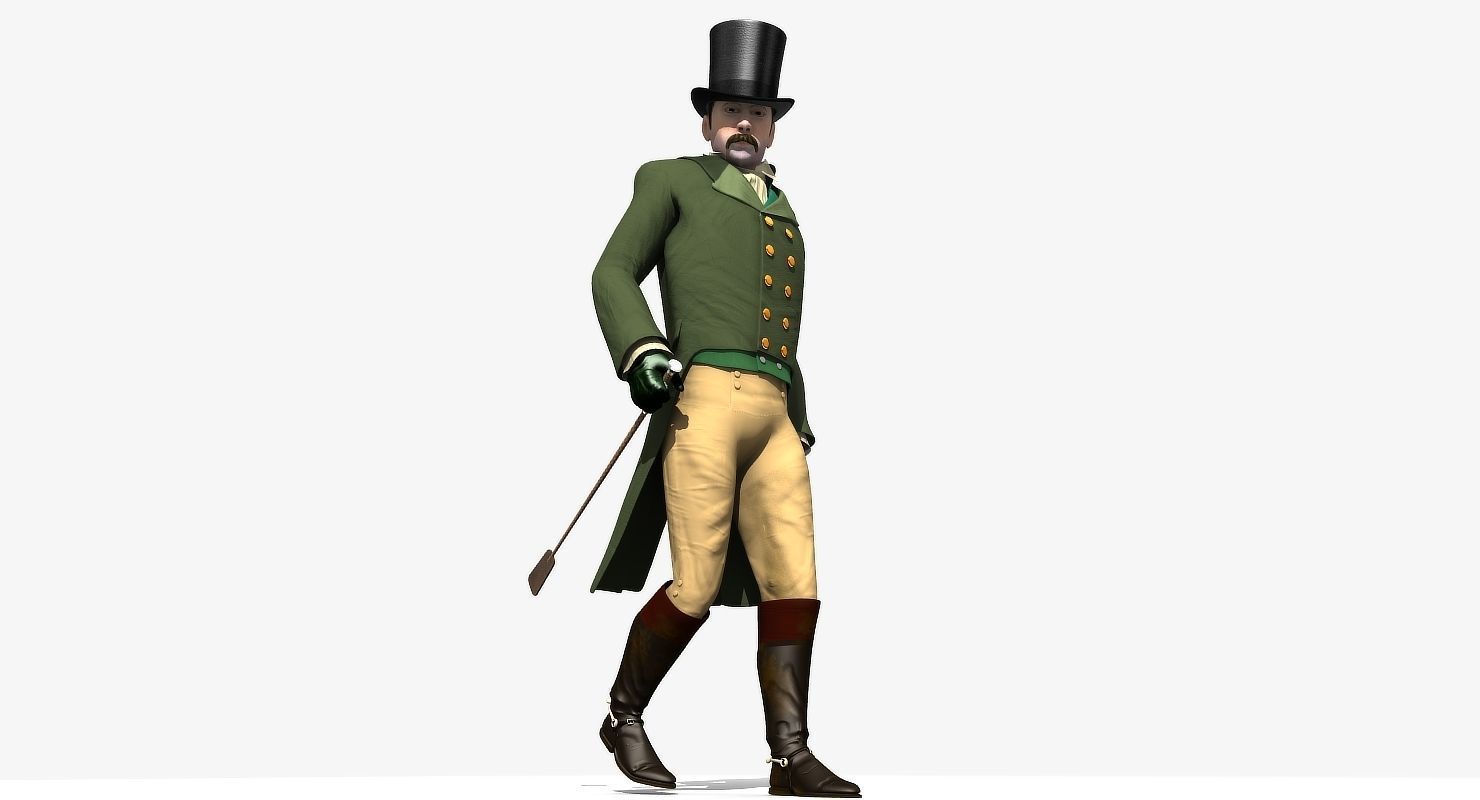 Regency Man 1811-1820 - Low poly - rigged - animated 3D model_33