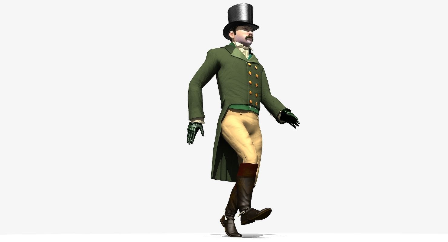 Regency Man 1811-1820 - Low poly - rigged - animated 3D model_35