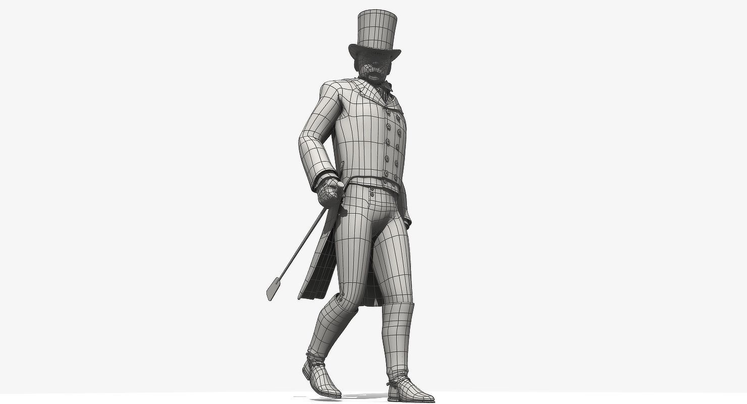 Regency Man 1811-1820 - Low poly - rigged - animated 3D model_34