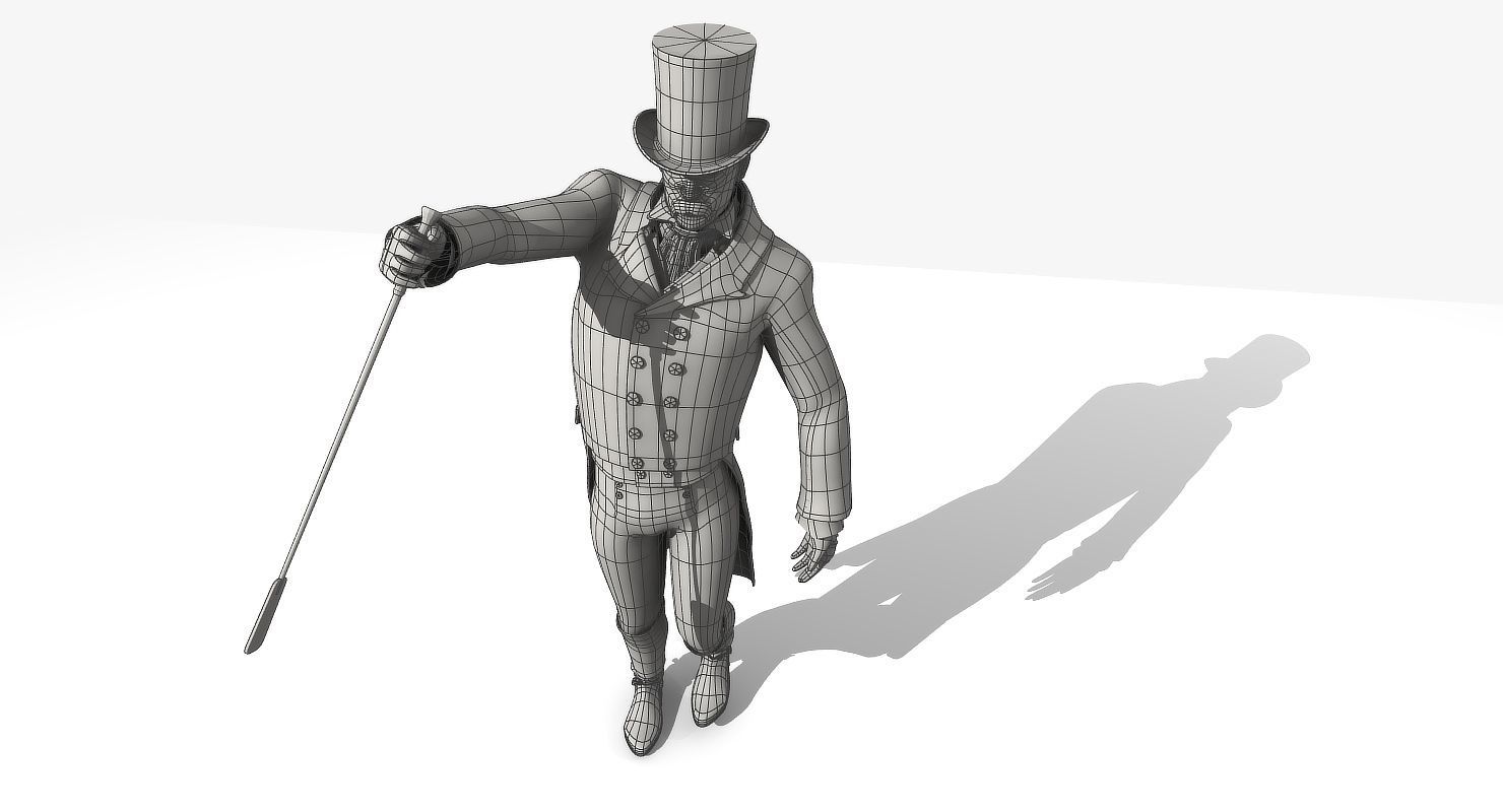 Regency Man 1811-1820 - Low poly - rigged - animated 3D model_22