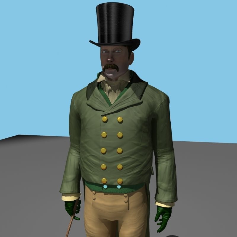 Regency Man 1811-1820 - Low poly - rigged - animated 3D model_68