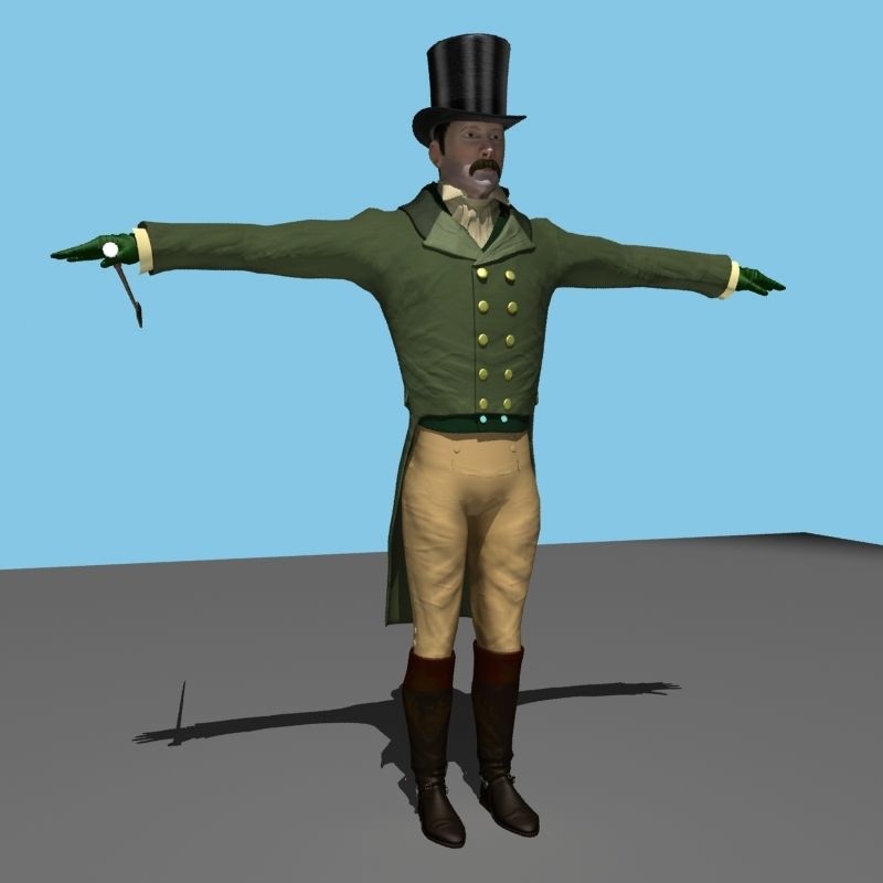 Regency Man 1811-1820 - Low poly - rigged - animated 3D model_61