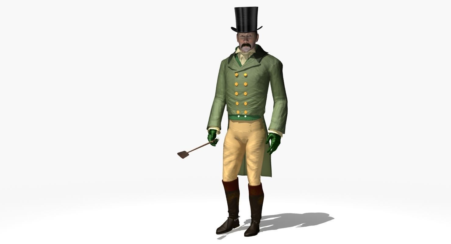 Regency Man 1811-1820 - Low poly - rigged - animated 3D model_60
