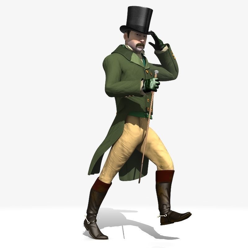 Regency Man 1811-1820 - Low poly - rigged - animated 3D model_24