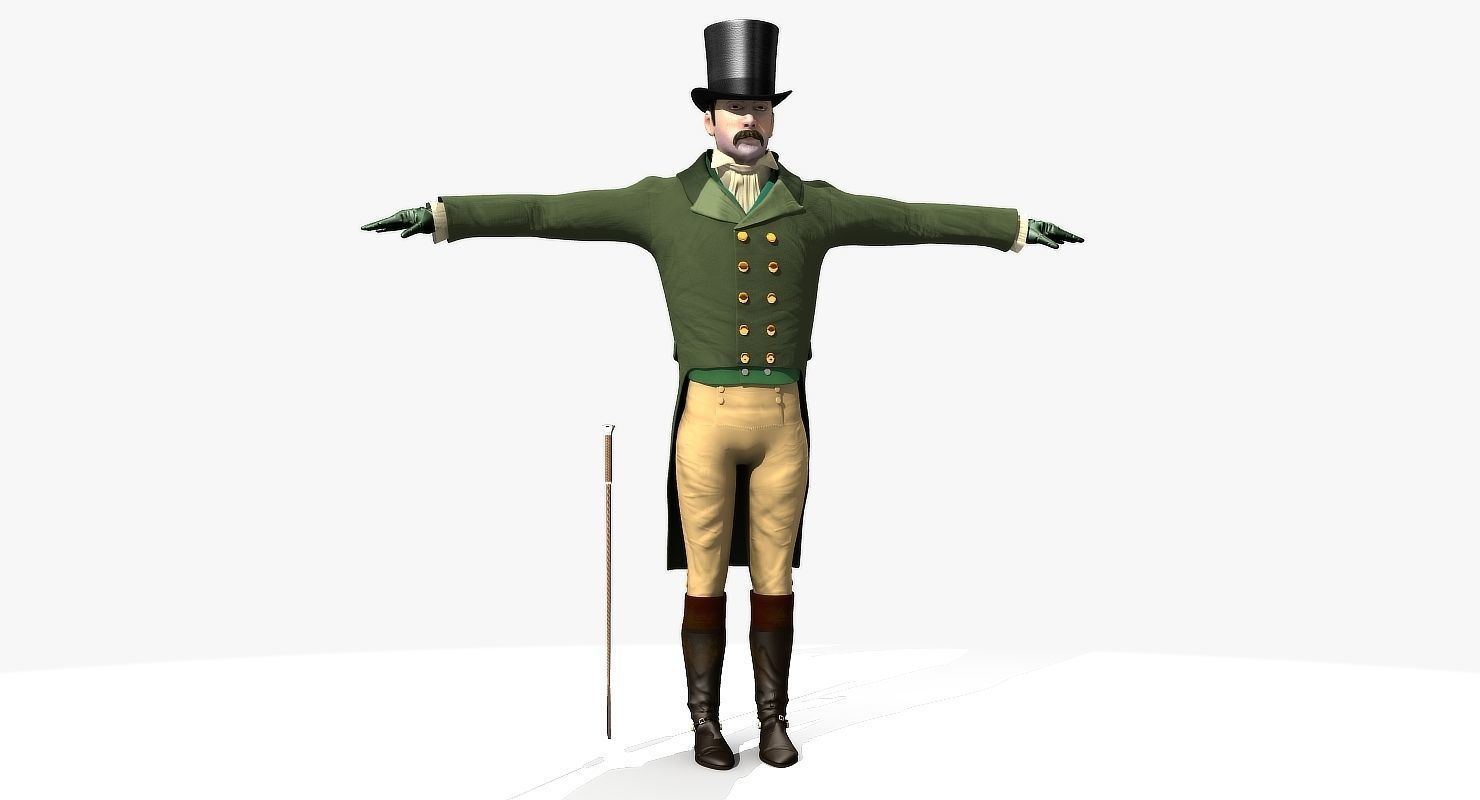 Regency Man 1811-1820 - Low poly - rigged - animated 3D model_18