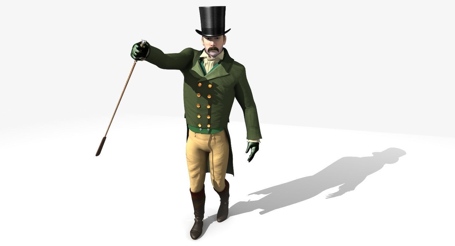 Regency Man 1811-1820 - Low poly - rigged - animated 3D model_37