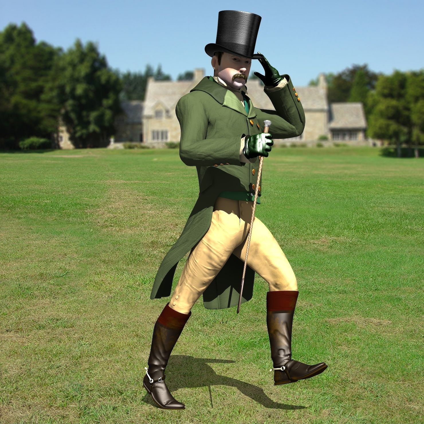 Regency Man 1811-1820 - Low poly - rigged - animated 3D model_3