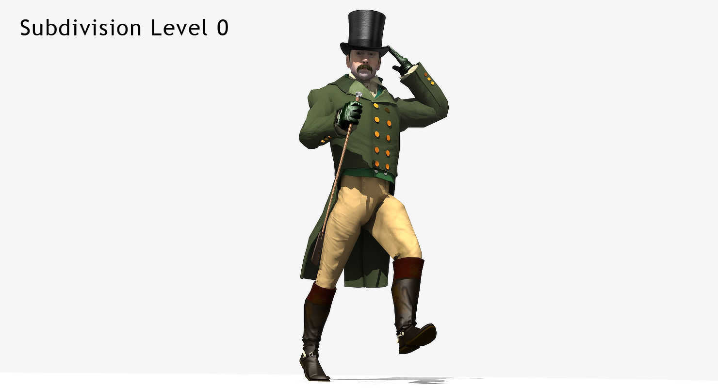 Regency Man 1811-1820 - Low poly - rigged - animated 3D model_7