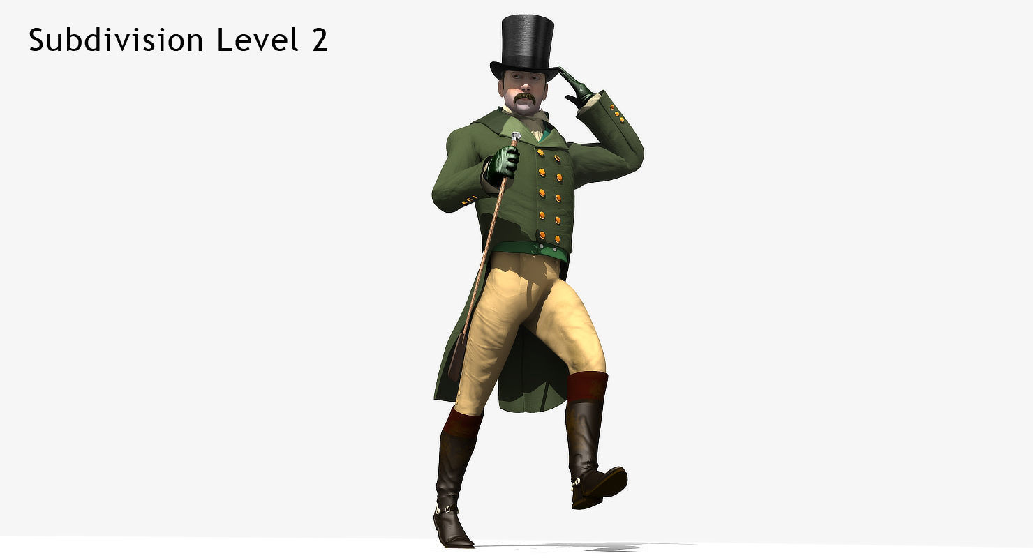 Regency Man 1811-1820 - Low poly - rigged - animated 3D model_8
