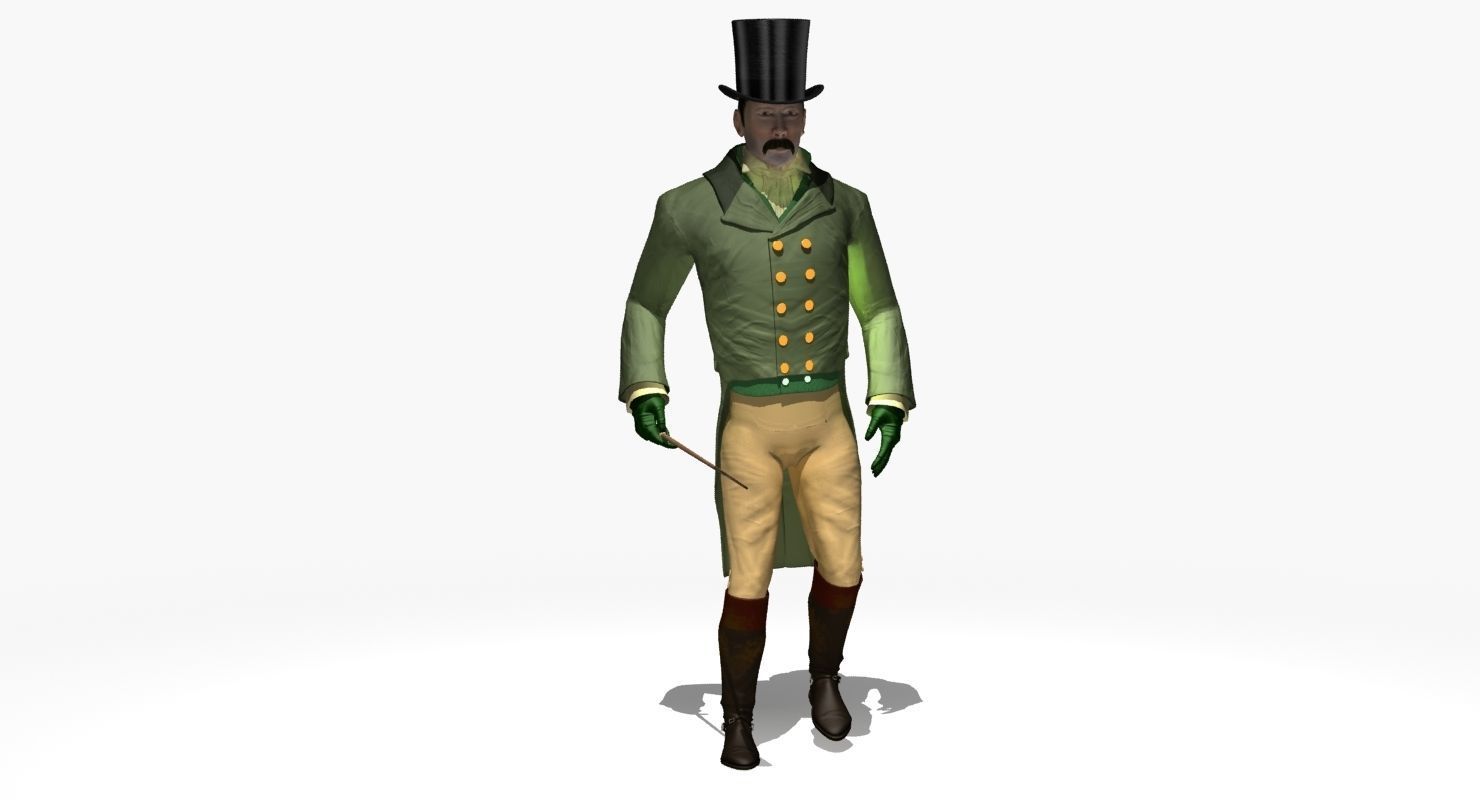 Regency Man 1811-1820 - Low poly - rigged - animated 3D model_51