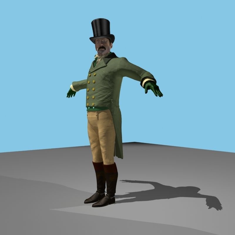 Regency Man 1811-1820 - Low poly - rigged - animated 3D model_49