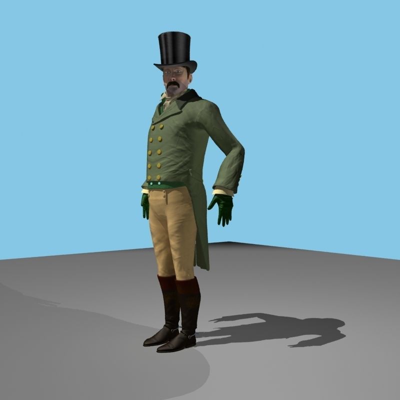 Regency Man 1811-1820 - Low poly - rigged - animated 3D model_58