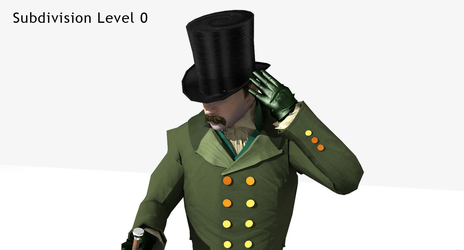 Regency Man 1811-1820 - Low poly - rigged - animated 3D model_11
